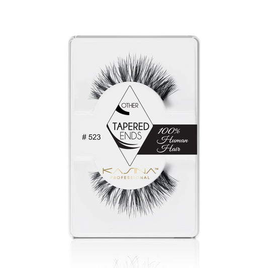  KASINA EYELASHES Professional Band Lashes - "Glamorous-Dramatic" Style  Handmade from 100% Human Hair - for Natural Look and Feel "Wispie" Design - Criss-cross Pattern Lashes, with Subtle Graduated Outer Flare  Tapered Ends - for Seamless Blending with your Natural lashes Full to Extreme Length / Full Volume Perfect for All Lash Shapes, Especially Round Great for Special Occasions - for that Eye-catching Look Black
