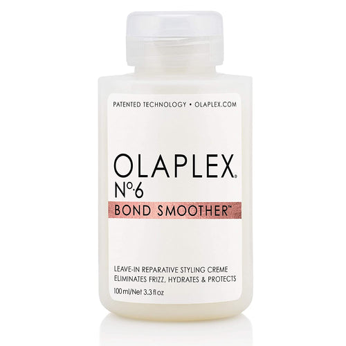 OLAPLEX 6 - BOND SMOOTHER 100M Leave-in reparative styling creme eliminates frizz, hydrates & protects all hair types.  This concentrated leave-in smoothing cream is excellent for all hair types including colored and chemically treated hair. OLAPLEX N°6 strengthens, hydrates, moisturizes and speeds up blow dry times while smoothing. Eliminate frizz and flyways for up to 72 hours.