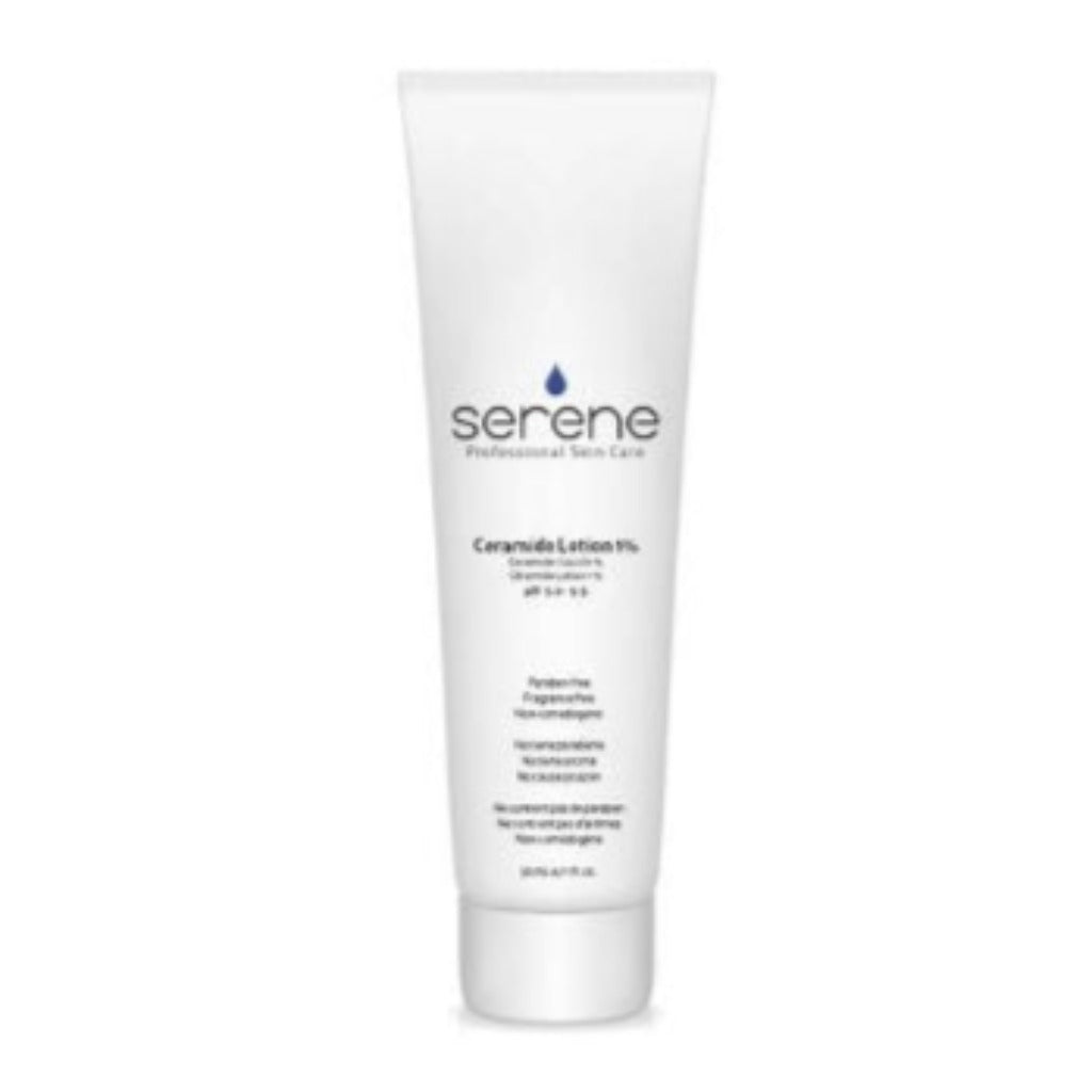 SERENE CERAMIDE LOTION 1% (pH 5.0 – 5.5): light textured, powerful moisturizing formulation with the skin’s natural ceramide ll lipids (1%). 60 ml