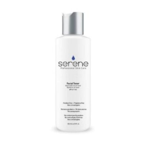 SERENE FACIAL TONER (pH 5.0 – 5.5): contains 1% vitamin C, 3% NMF (natural moisture factor) and 10% hyaluronic acid to balance pH and renew natural barrier function of skin. 180 ml