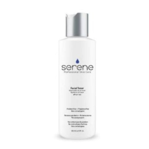 SERENE FACIAL TONER (pH 5.0 – 5.5): contains 1% vitamin C, 3% NMF (natural moisture factor) and 10% hyaluronic acid to balance pH and renew natural barrier function of skin. 180 ml