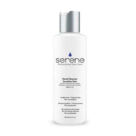 SERENE FACIAL CLEANSER SENSITIVE SKIN(pH 5.0 – 5.5): gently cleanses the skin by cleaning pores and removing surface dirt, oils and contaminants. 240 ml
